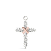 14K Rose Gold Diamond Cross Pendant