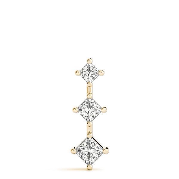 14K Yellow Gold Square Diamond Three-Stone Pendant
