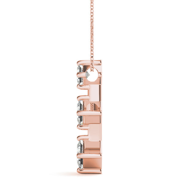 Rose Gold 0.76 CT Square Diamond Three-Stone Pendant