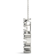 14K White Diamond Three Stone Pendant