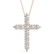 14K Rose Gold Diamond Cross Pendant