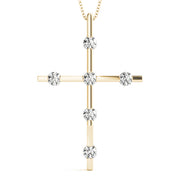 14K Yellow Gold Diamond Cross Pendant
