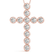 14K Rose Gold Diamond Cross Pendant
