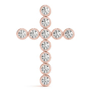 14K Rose Gold Diamond Cross Pendant
