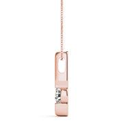 14K Rose Gold Round Diamond Solitaire Pendant