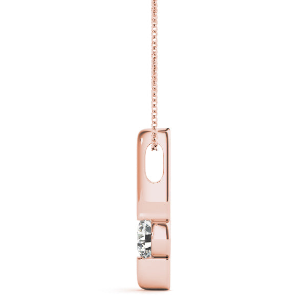 14K Rose Gold Round Diamond Solitaire Pendant