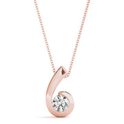 Rose Gold 0.5 CT Diamond Solitaire Pendant Necklace