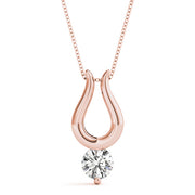 14K Rose Gold Round Diamond Solitaire Pendant