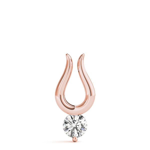 14K Rose Gold Round Diamond Solitaire Pendant