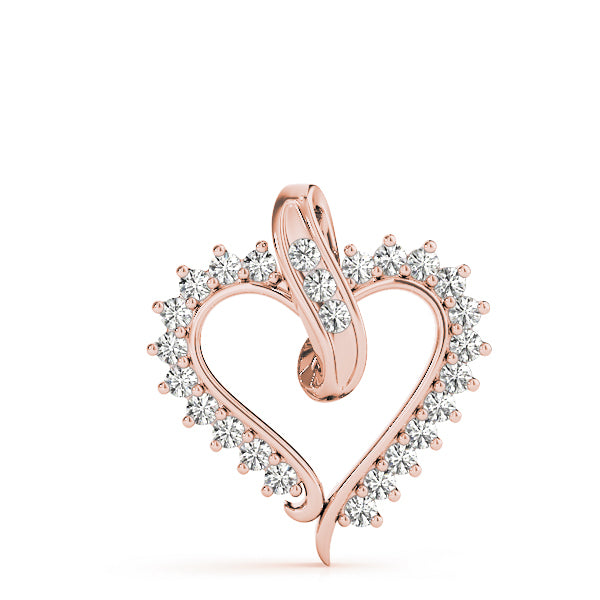 14K Rose Gold Round Diamond Fashion Pendant