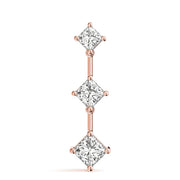 14K Rose Gold 1 CT Diamond Three-Stone Square Pendant