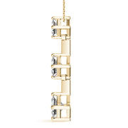 14K Yellow Gold Square Diamond Three-Stone Pendant