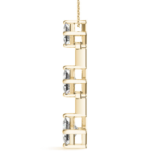 14K Yellow Gold Square Diamond Three-Stone Pendant