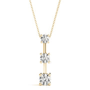 14K Yellow Gold 1 CT Round Diamond Pendant Necklace