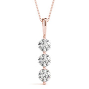 14K Rose Gold 1 CT Diamond 3-Stone Pendant
