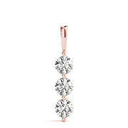 14K Rose Gold 1 CT Diamond 3-Stone Pendant