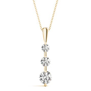 14K Yellow Gold Round Diamond Three-Stone Pendant