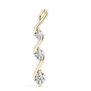 14K Yellow Gold Round Diamond Three Stone Pendant