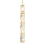 14K Yellow Gold Round Diamond Three Stone Pendant