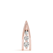 14K Rose Gold Round Diamond Three-Stone Pendant