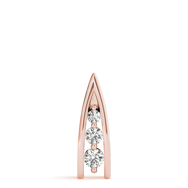 14K Rose Gold Round Diamond Three-Stone Pendant
