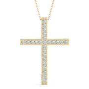14K Yellow Gold Diamond Cross Pendant