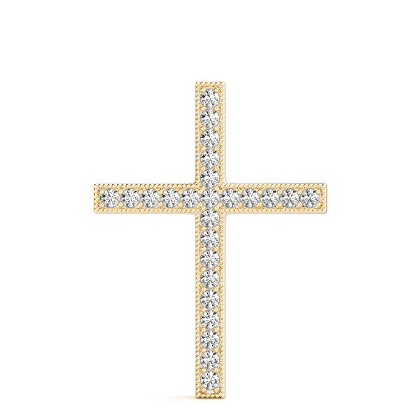 14K Yellow Gold Diamond Cross Pendant