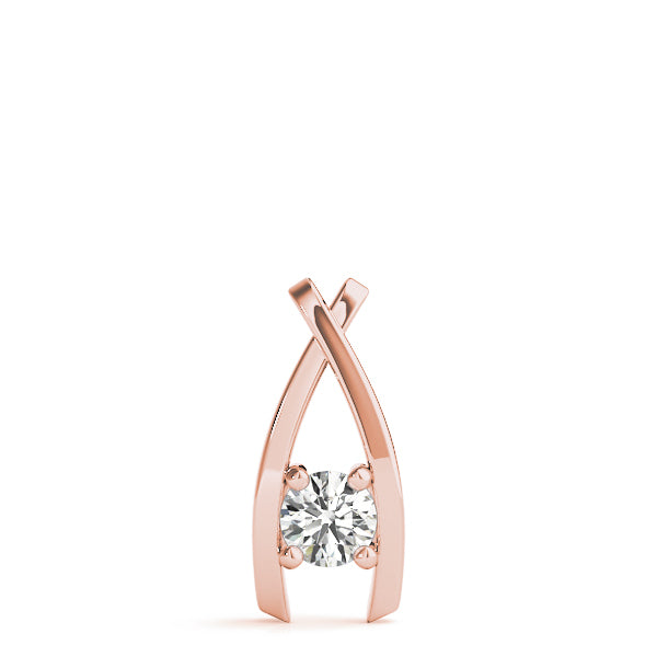 14K Rose Gold 1/3 CT Diamond Solitaire Pendant Necklace