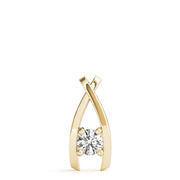 14K Yellow Gold Round Diamond Solitaire Pendant
