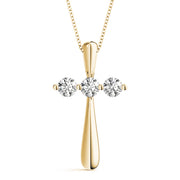 14K Yellow Gold Diamond Cross Pendant