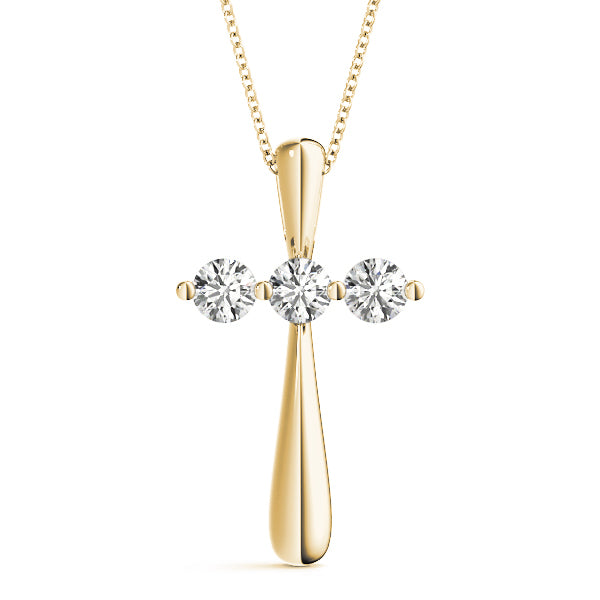 14K Yellow Gold Diamond Cross Pendant