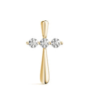 14K Yellow Gold Diamond Cross Pendant