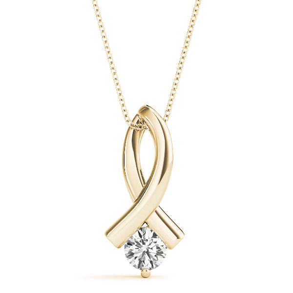 14K Yellow Gold 0.35ct Round Diamond Pendant