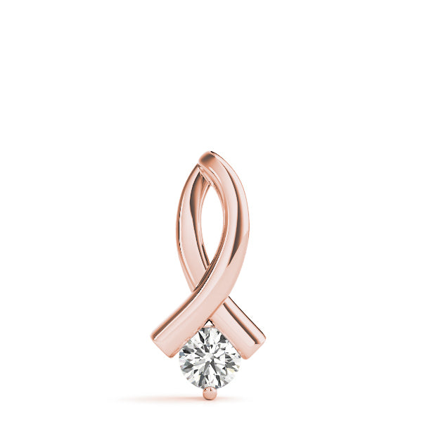 14K Rose Gold Round Diamond Solitaire Pendant
