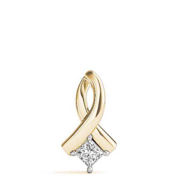 14K Yellow Gold Square Diamond Pendant | 0.32 CT Solitaire