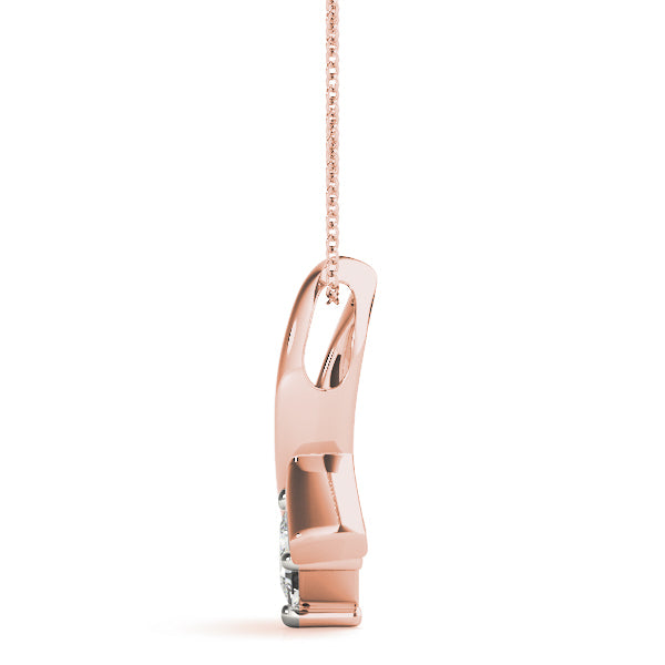 14K Rose Gold Square Diamond Pendant Necklace