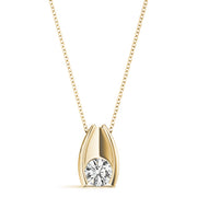 14K Yellow Gold Round Diamond Solitaire Pendant