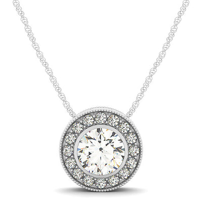 Multi-Diamond Round Halo Pendant