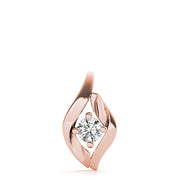 14K Rose Gold 1/3 CT Diamond Solitaire Pendant Necklace
