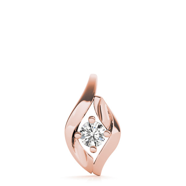 14K Rose Gold 1/3 CT Diamond Solitaire Pendant Necklace