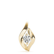 14K Yellow Gold Round Diamond Solitaire Pendant
