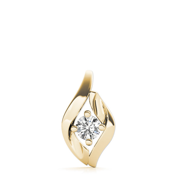 14K Yellow Gold Round Diamond Solitaire Pendant