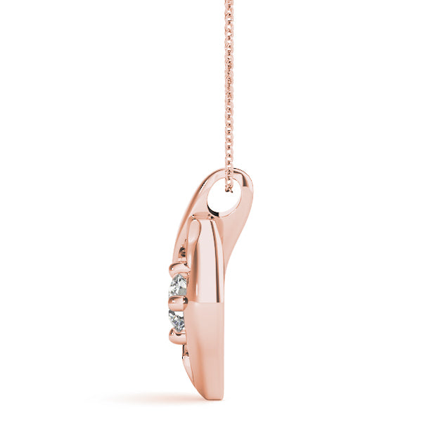 14K Rose Gold 1/3 CT Diamond Solitaire Pendant Necklace