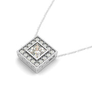 Round Diamond Halo Pendant | 24 Stones
