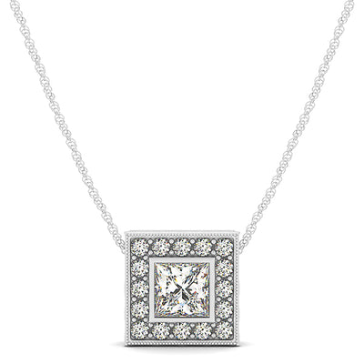 Round Diamond Halo Pendant | 24 Stones