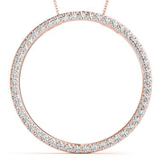 14K Rose Gold Round Diamond Circle Pendant