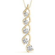 14K Yellow Gold Round Diamond Journey Pendant