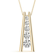 14K Yellow Gold Diamond Journey Pendant Necklace