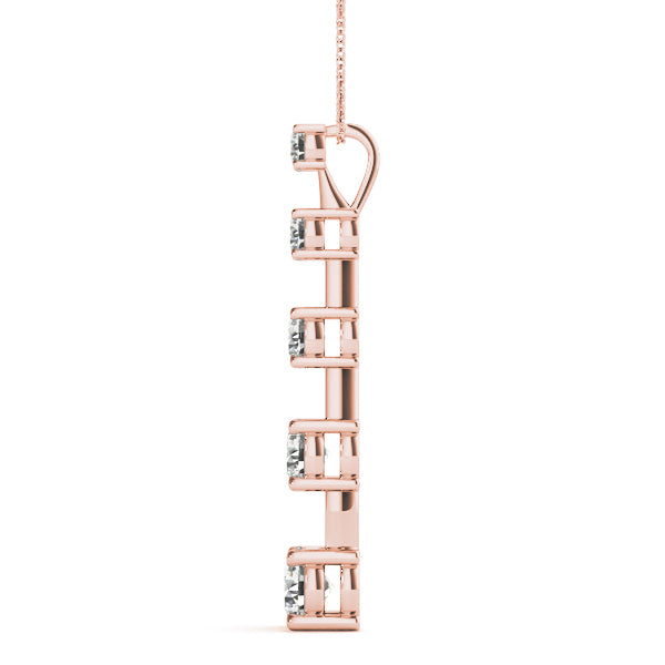 14K Rose Gold Round Diamond Journey Pendant