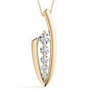 14K Yellow Gold Round Diamond Journey Pendant